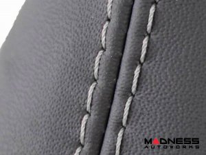 FIAT 124 Spider Gear Shift Boot - Black Italy - Black Leather w/ Silver Stitching